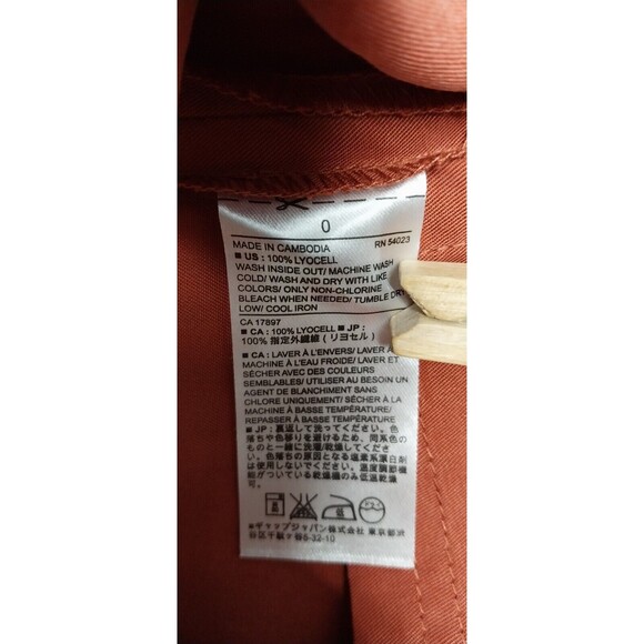 Banana Republic Women Size 0 Dusky Rose Button Front Tie Shirt Dress Lyocell New - Picture 5 of 11